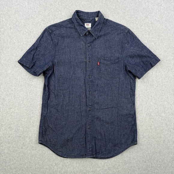 Levi's Other - Levis Shirt Mens Small‎ Blue Denim Hemp Blend Button Up Short Sleeve Casual